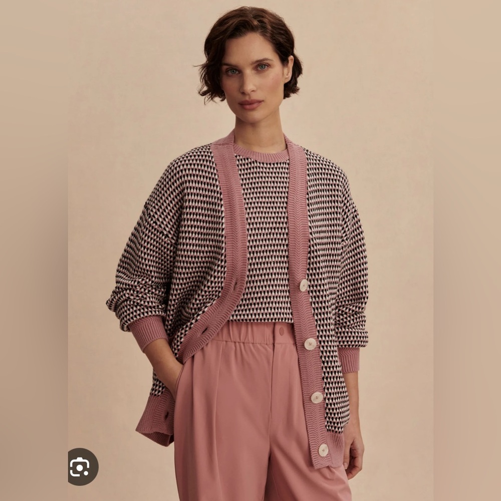 NWT Varley Tiffany Textured Knit Cardigan in Woodrose Multi Stitch